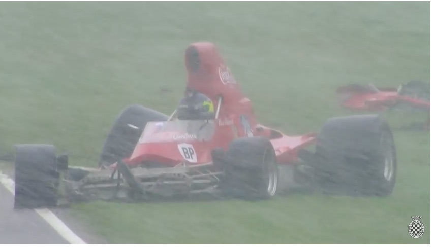 This Vintage Lola Formula 5000 Car Crashes At Goodwood In The Snow!