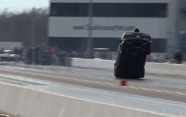 This MX235 Mustang At Radial Revenge In Tulsa Stands It On The Bumper! All Four Wheels Off The Ground!