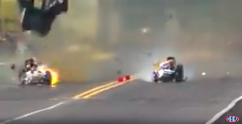 Watch The Insane Robert Hight, Matt Hagan Double Explosion Run From The 2018 NHRA Gatornationals – Both Walked Away