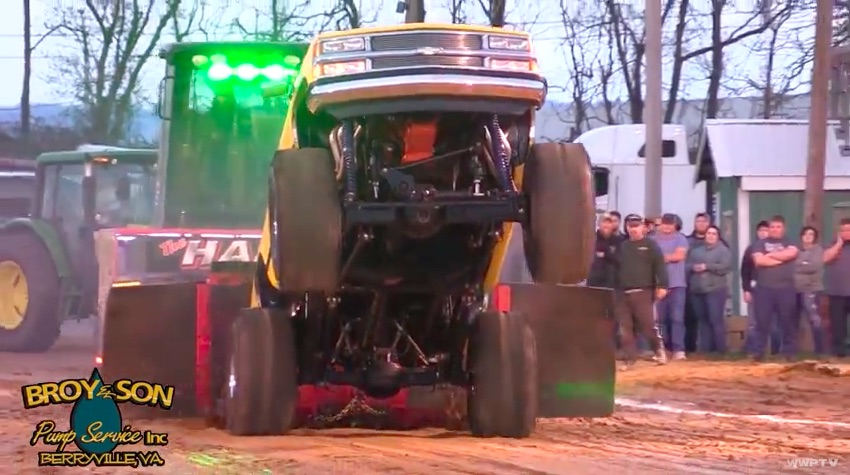 Big Trucks Wheels Up: These Lifted Pickups Are Fun To Watch Hooked Up To The Sled!