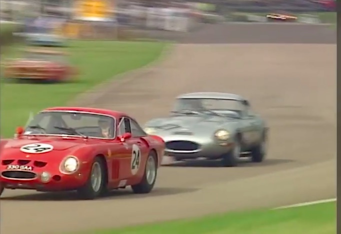 Watch A 40+ Million Dollar Ferrari 250 GTO and A Brilliant E-Type Jag Battle On The Road Course