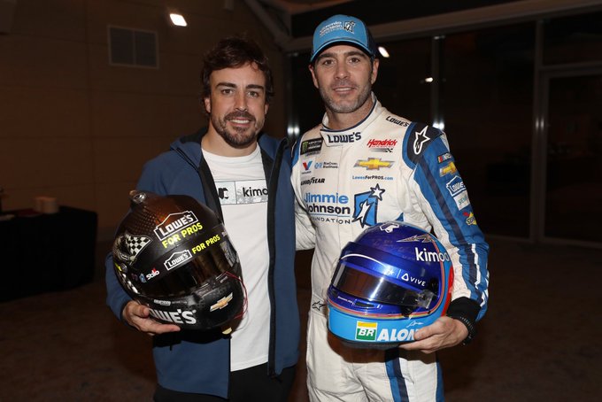 Ride Swap: Jimmie Johnson Hopped In Fernando Alonso’s F1 Car and Alonoso Hopped Into Johnson’s Stock Car In Bahrain!