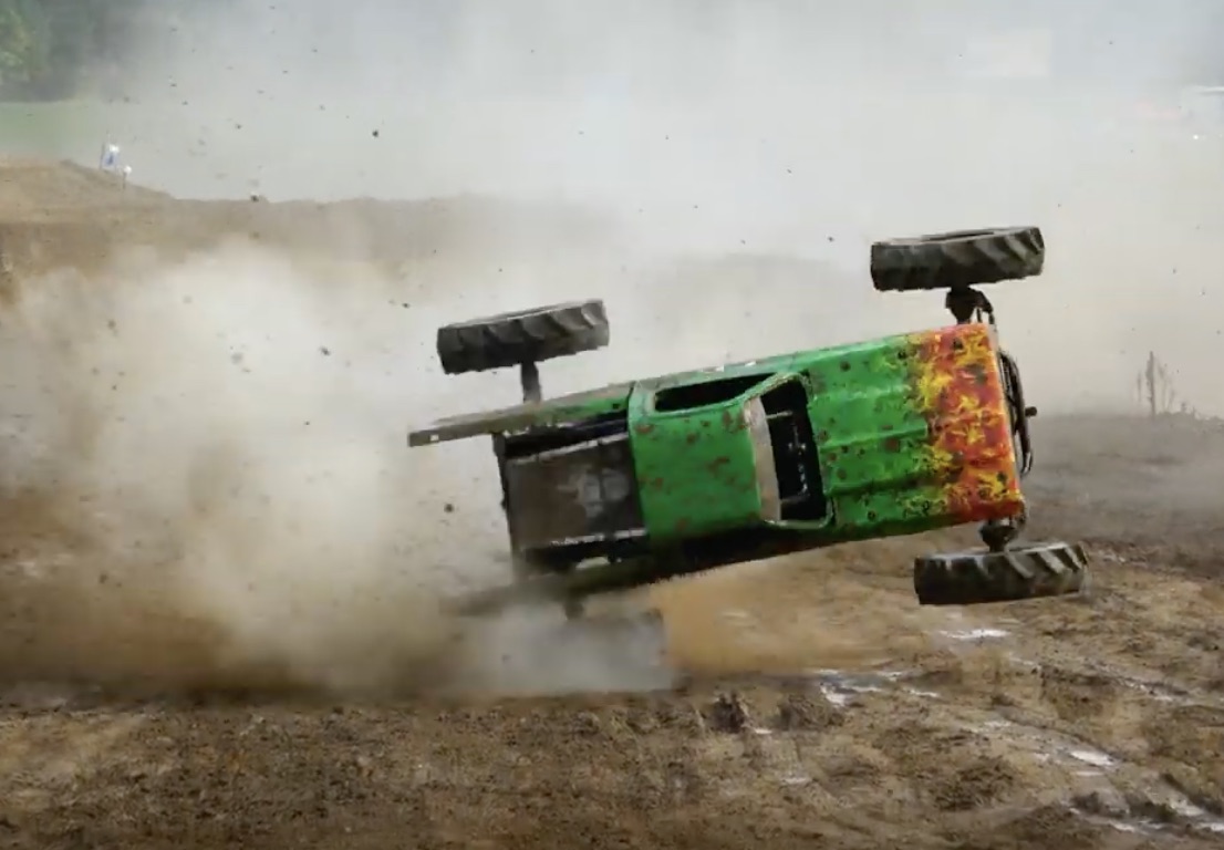 Who Left That There? This Monster Truck Tire Takes Out A Mud Racer At Dennis Anderson’s Muddy Motorsports Park