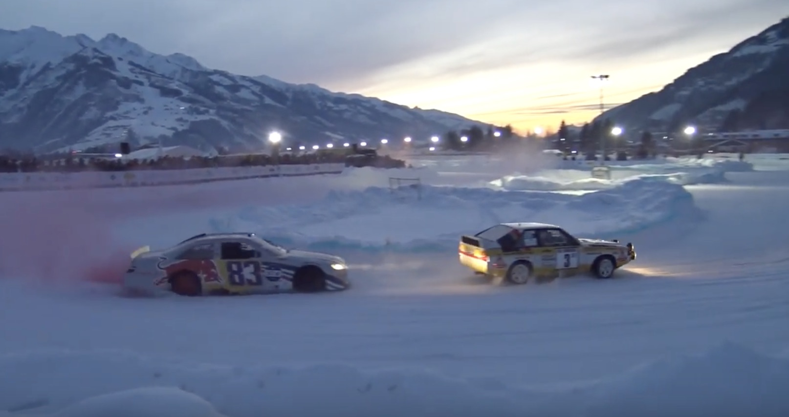 Morning Symphony: Audi Quattro Rally Car Vs. NASCAR In The Snow Of The Austrian Alps!