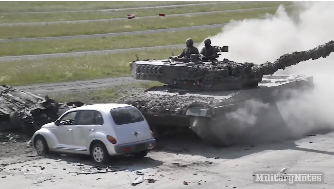 Gratuitous Violence: Ramming A Leopard Tank Through Cars At Speed