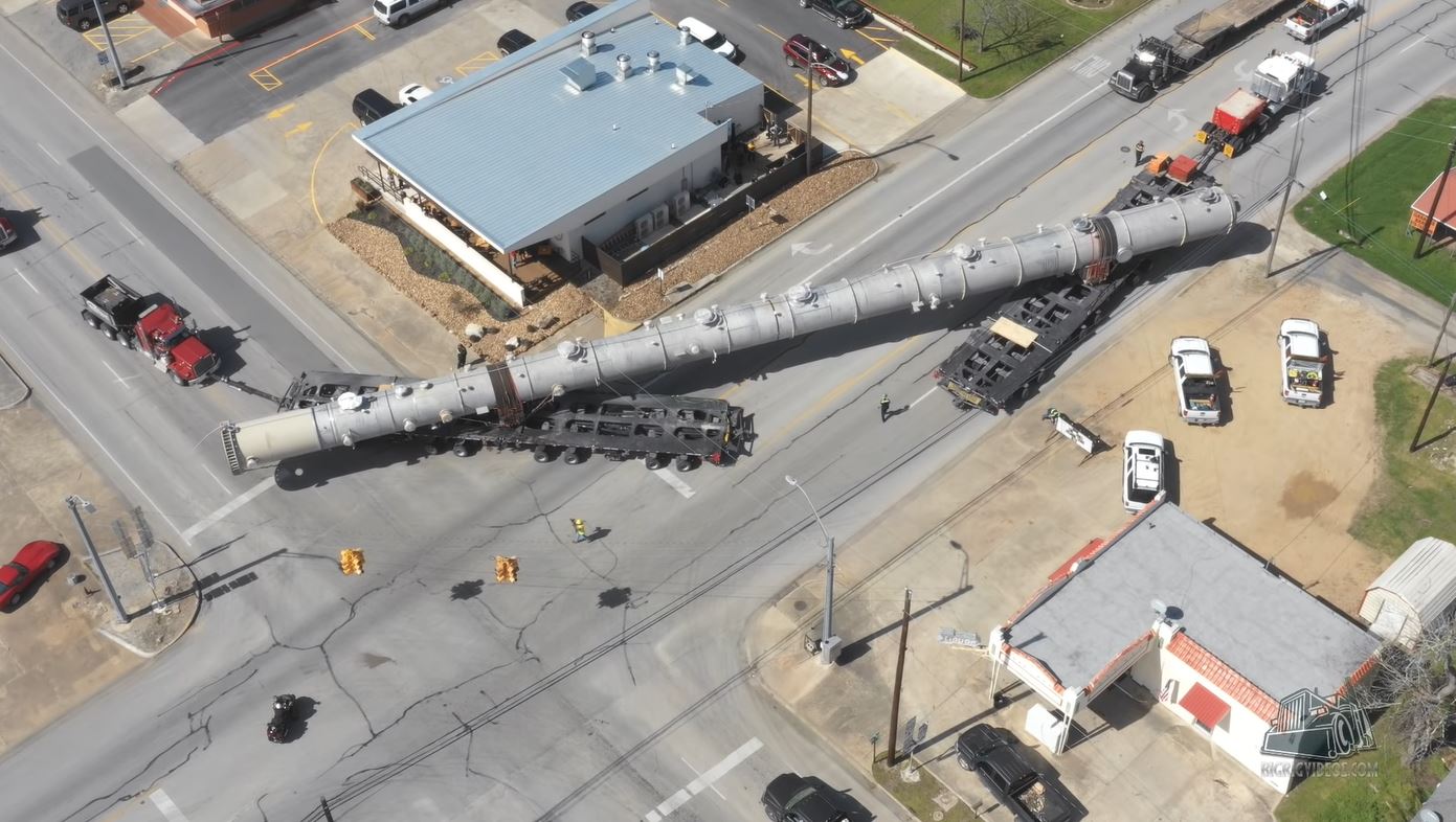 Moving Big Stuff, Like This Giant Demethanizer Tower, Takes Big Ass Trucks