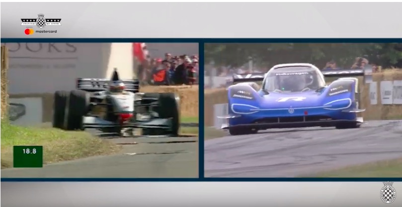 Awesome: Watch The VW ID.R and The McLaren F1 Runs Up Goodwood Side By Side 20 Years Apart