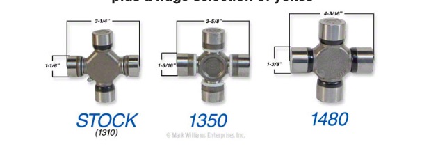 Mark Williams Enterprises Offers More Dirveshafts, More Yokes, and More U-Joints Than Anyone!