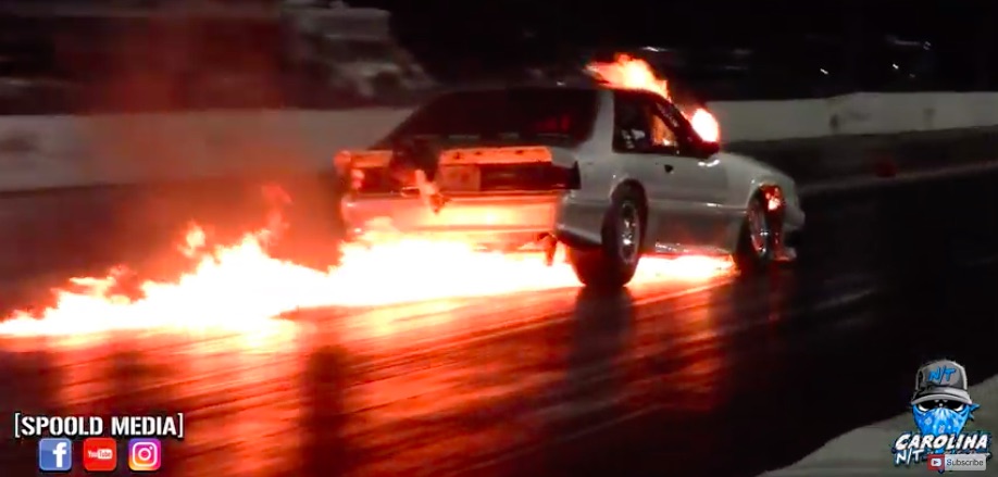 Scary Flamin’ Video: Watch This Mustang Grudge Car Smash The Wall And Erupt Into Flames (Driver Walks Away)