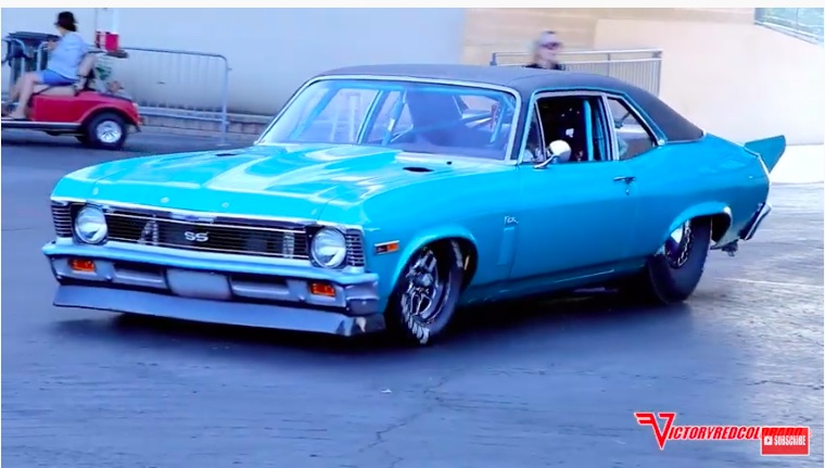 Nova Monster: Steve Spiess Has A 565ci, Twin-Turbo Ford Boss Engine In His Chevy And It Flies – Drag Week Car!