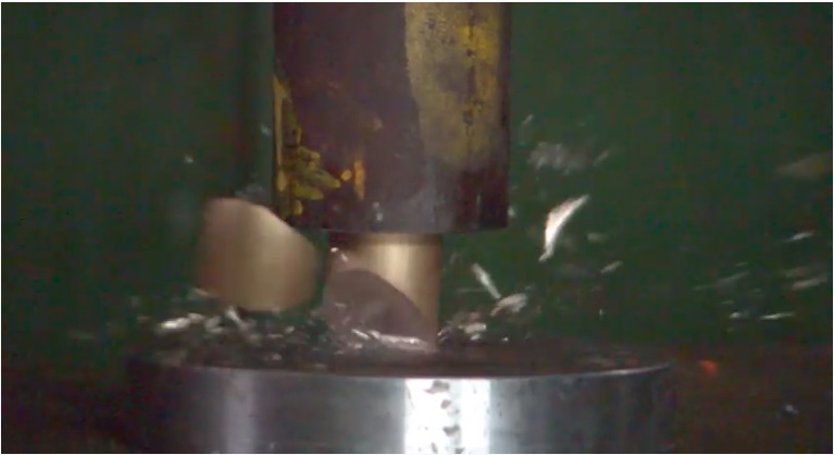Get Your Squash On Video: Compressing Aluminum, Steel, Copper, and Brass In A 150-ton Press Is Awesome and Weird
