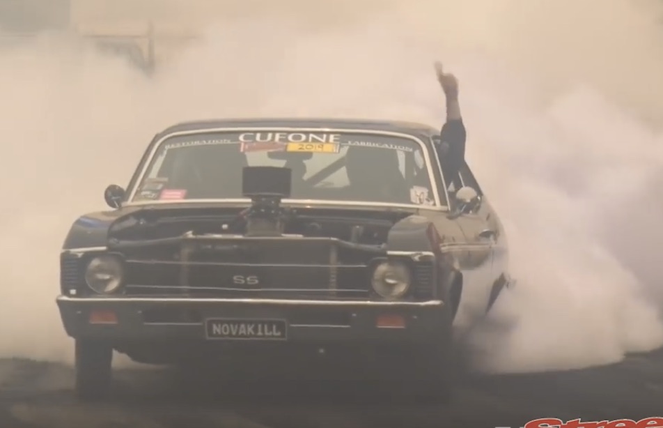 Novakill: NASCAR-Powered, 9,400 RPM Nova From Hell On The Burnout Pad