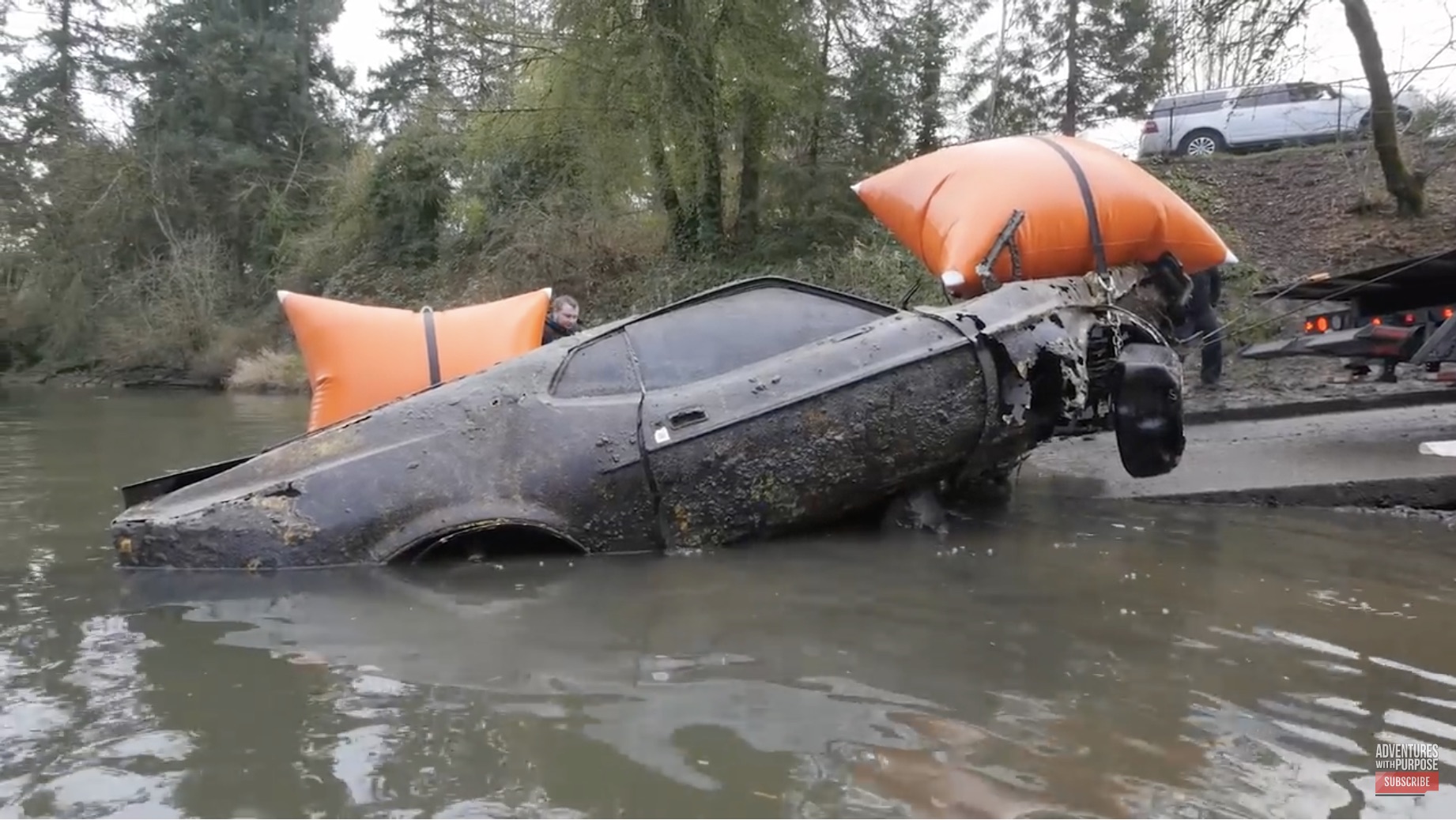 Underwater Treasure Hunting: Pulling A 1973 Ford Mustang Mach 1 Out Of A River After 40 Years!