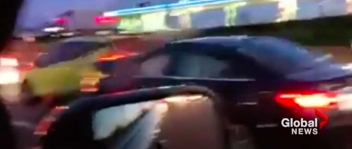 Road Rage Is Bad: Watch This Raging Canadian Drive His Car At Speed Straight Into Traffic!