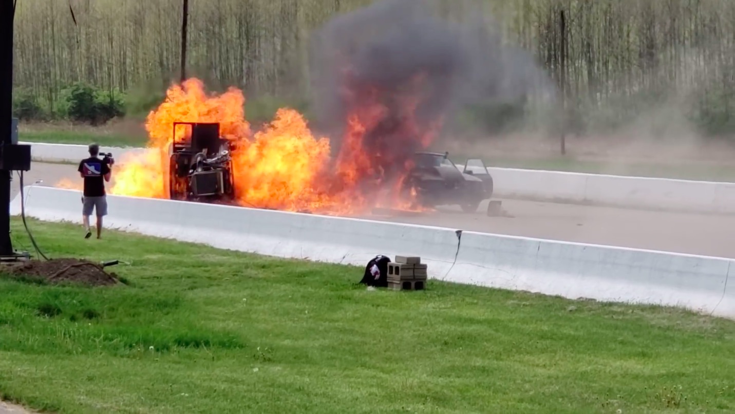 Rough Video: Watch Drag Week Veteran Nick Plewniak Suffer A Flaming Wreck In The Dirty 30 At Edgewater Motor Sports Park – He Walked Away