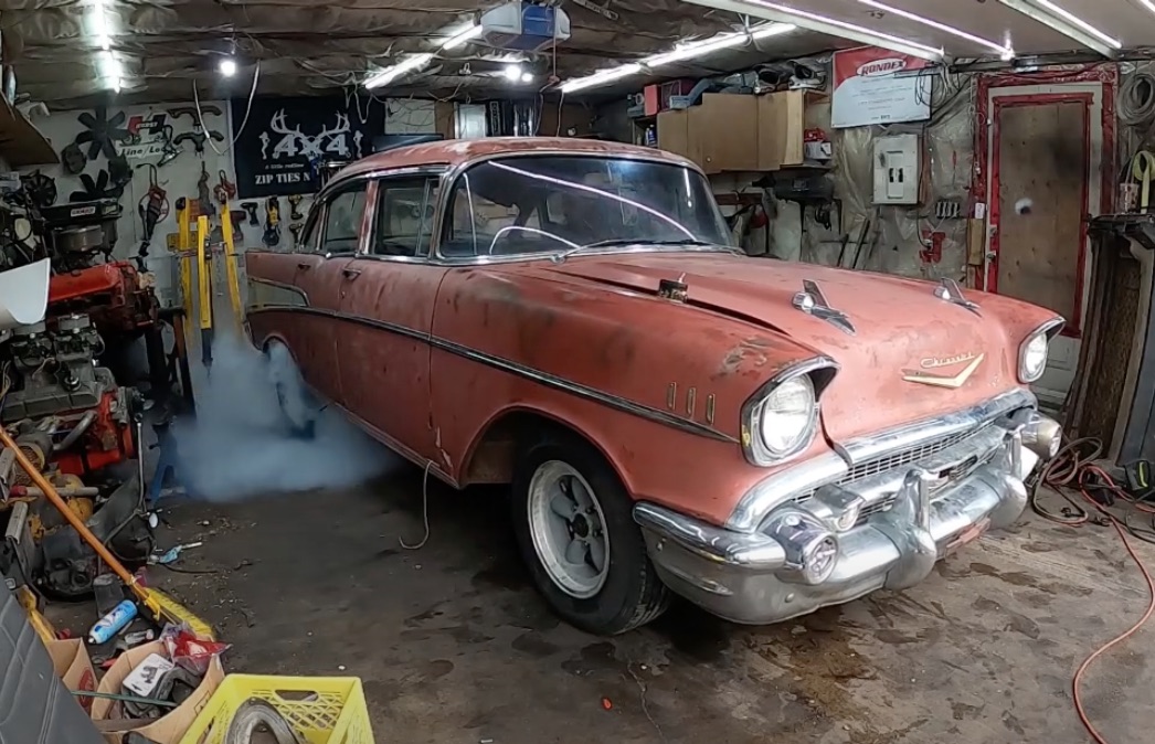 Want To Win A Field-Fresh 1957 Chevy Sedan That Does Burnouts? This One Is Being Given Away!