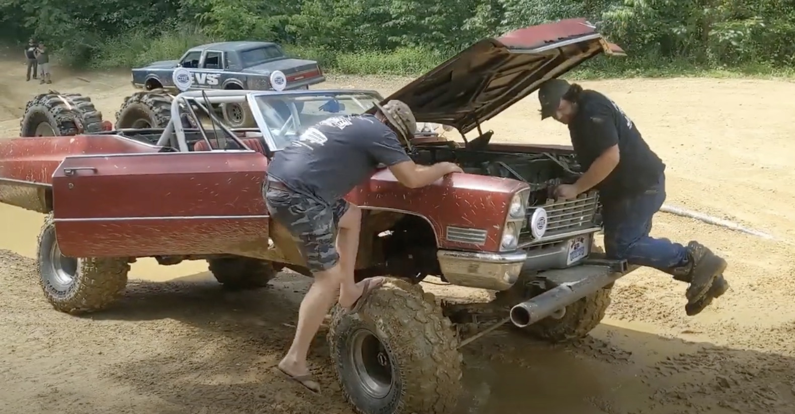 Behemoth Bogger: Off-Roading A Monster Cadillac Convertible Trar In The Woods