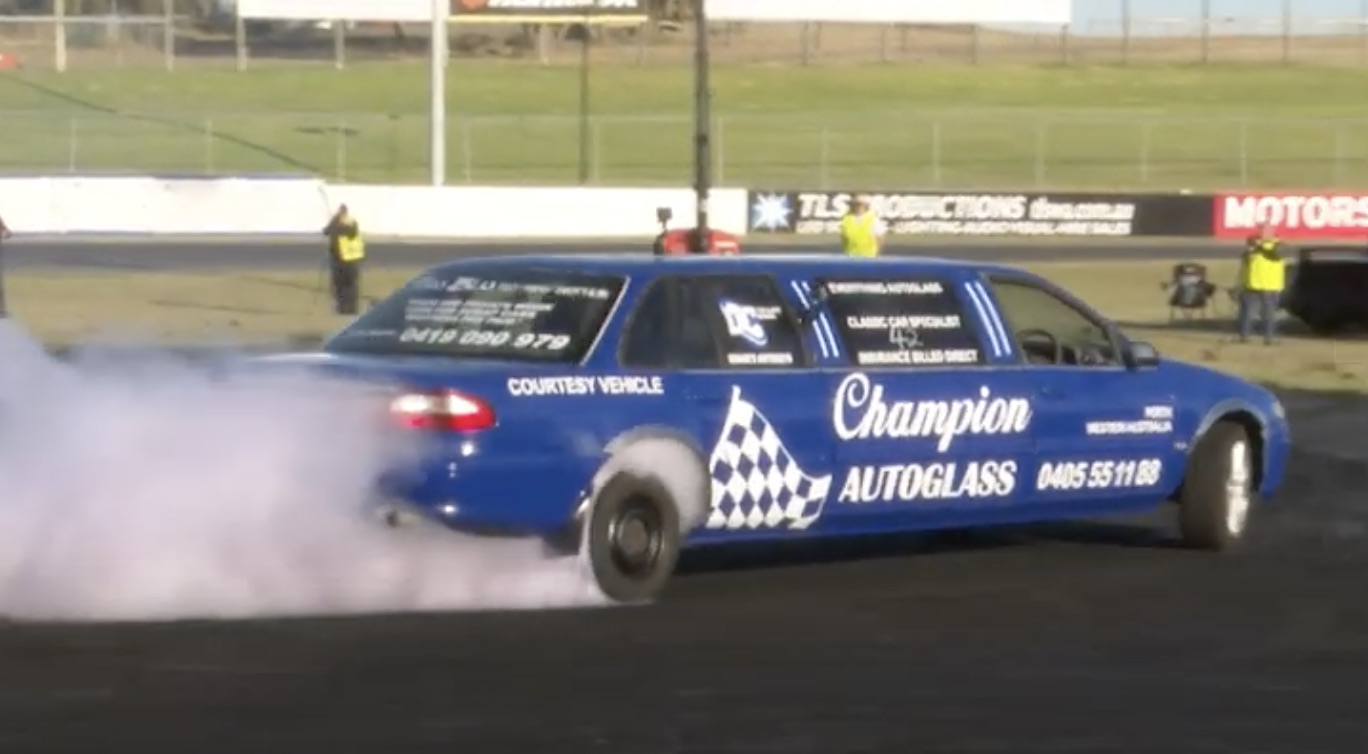Executive Service: Swinging Big With A Ford Limo At A Burnout Contest