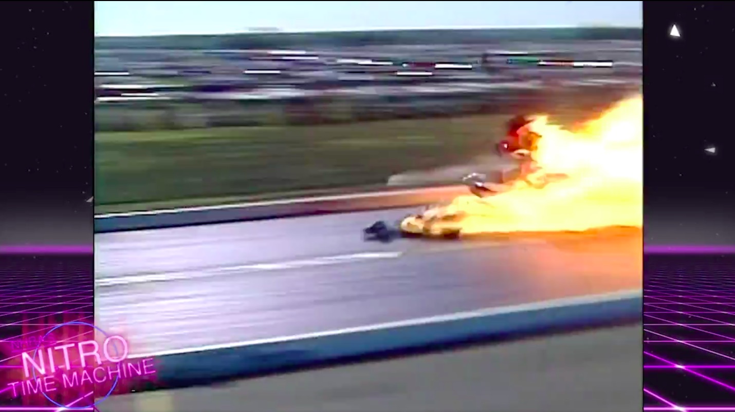 NHRA Nitro Time Machine: Experience Mark Oswald’s Incredible 1990 Dallas Explosion With Mac and Evans On The Call