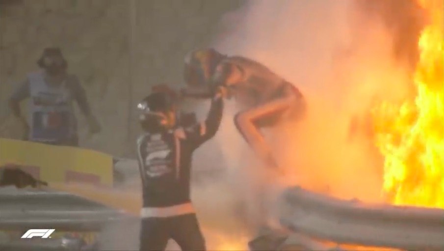 Watch Romain Grosjean Walk Away From One Of The Worst Formula One Crashes In History