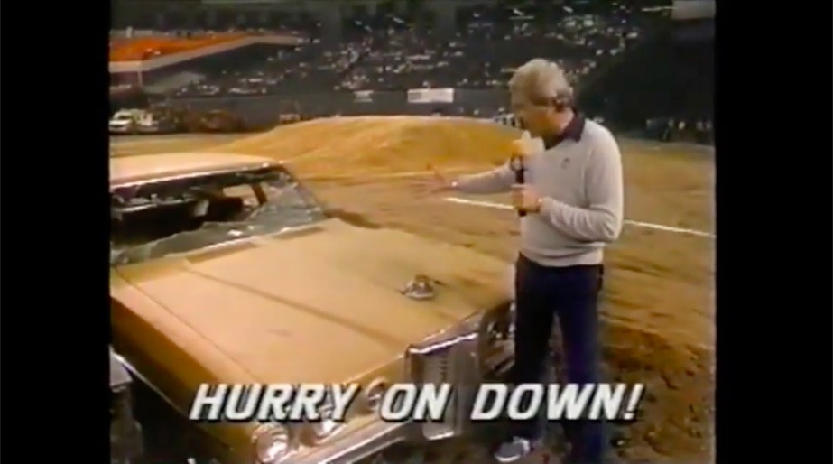 Goofy Fun: Check Out The Destruction Of The Easy Evans Used Car Lot At The Houston Astrodome