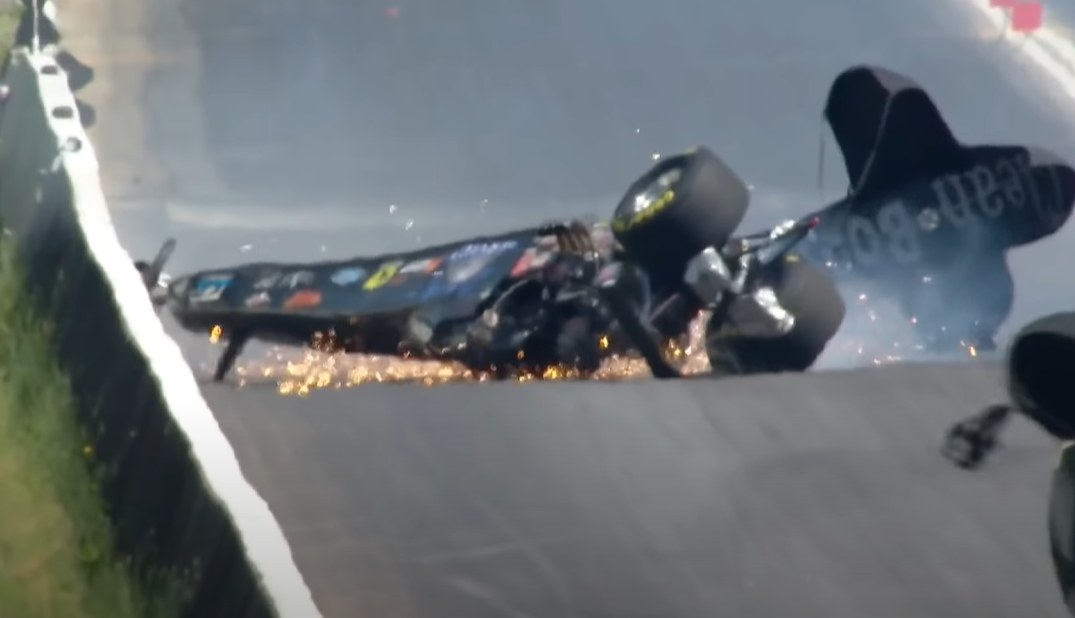 Joey Severance Goes For A Wild Ride And Crashes His Top Alcohol Dragster In Atlanta