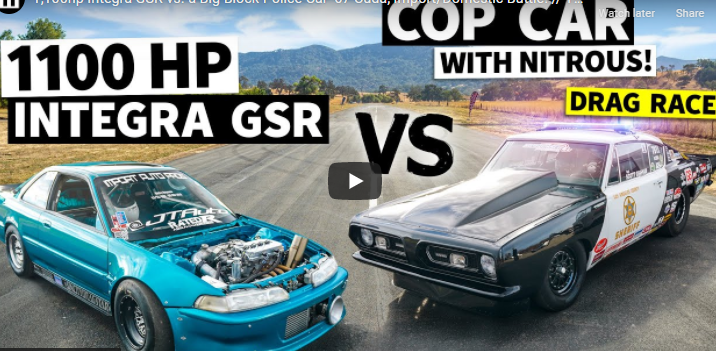 1,100hp Integra GSR vs. a Big Block Police Car ’67 Cuda, Import/Domestic Battle! // This vs. That