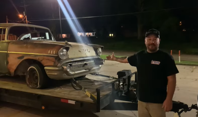 Newbern Drags The Abandoned ’57 Chevrolet Home From Texas And Even Does A Roadside Makeover!