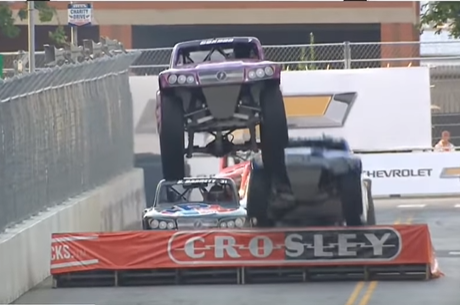 The End of This Stadium Super Trucks Race Is Excellent, Great, Wonderful