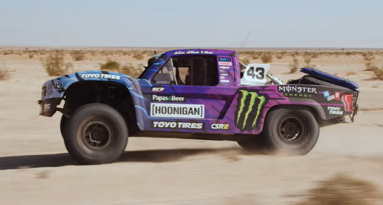 Testing Shocks Through The Whoops At 115mph: Ken Block Testing His Trophy Truck With Lots Of Slow Motion Video!