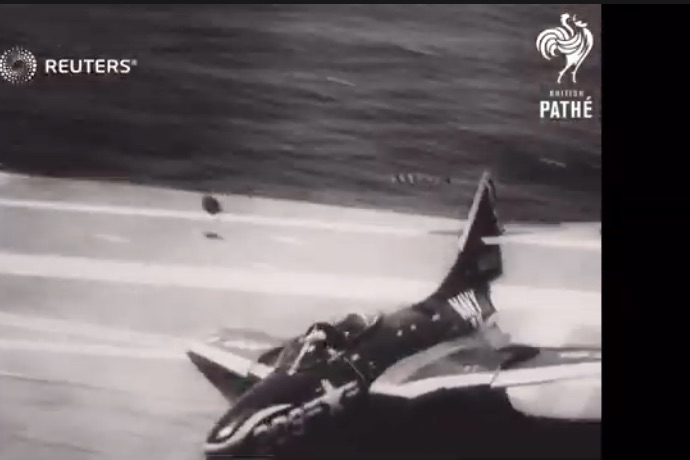 Wild Video: Watch A Pilot In A 1950s Fighter Jet Slide Off The End Of A Carrier And Get Saved