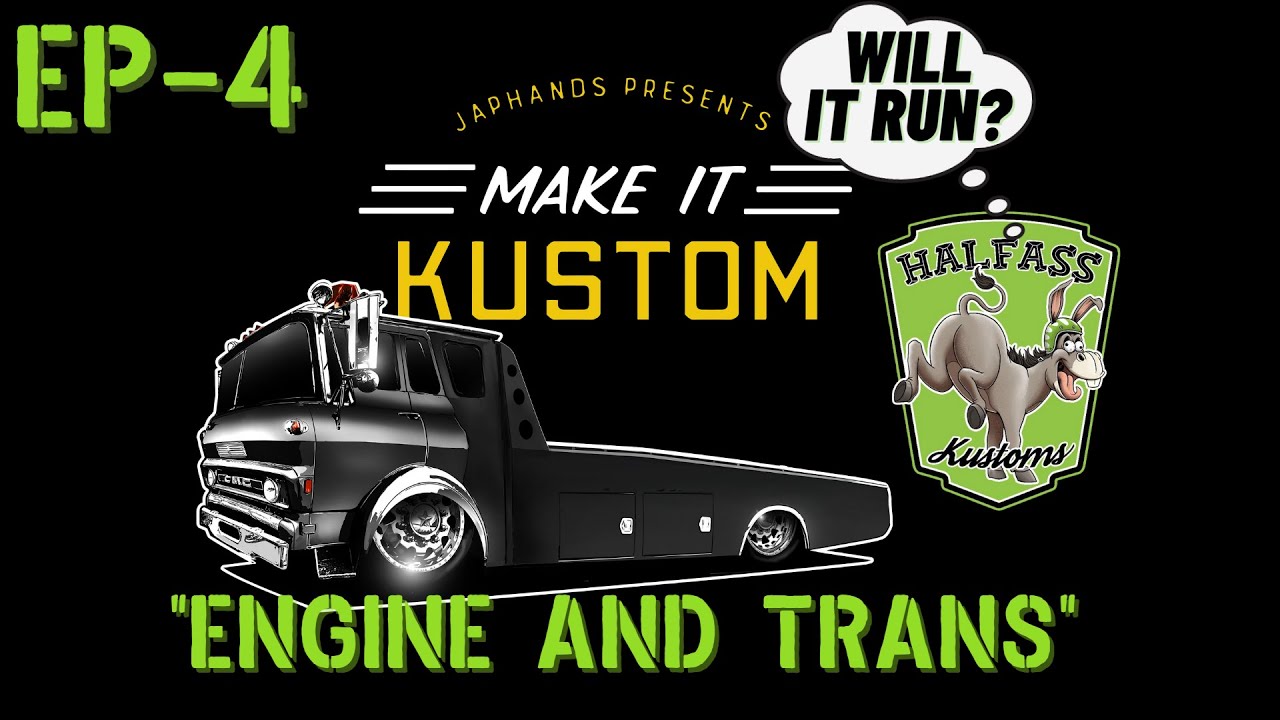 Make It Kustom, HalfAss Kustoms Cab Over Ramp Truck Build! The 1971 GMC Fire Truck Ramp Truck Gets The Engine And Trans Mounted!