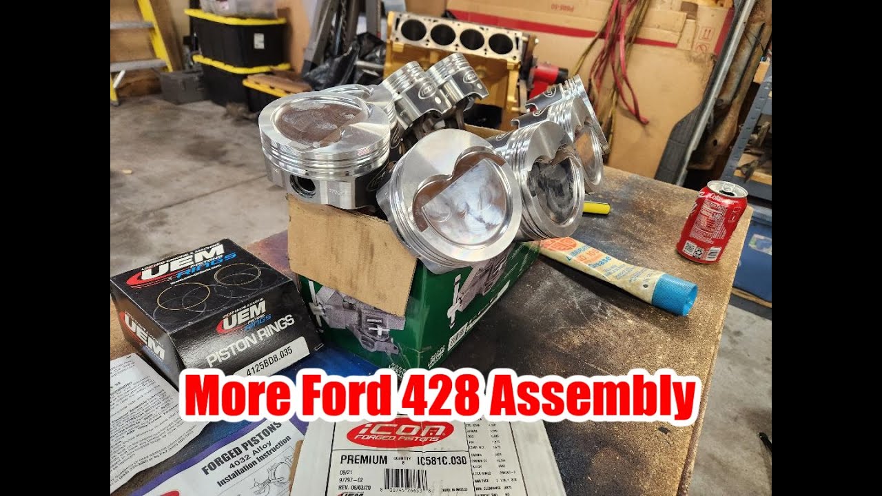 Rebeldryver’s Ford 428 FE Project Part 3: Installing Icon Forged Pistons On Connecting Rods & File Fitting The Rings.