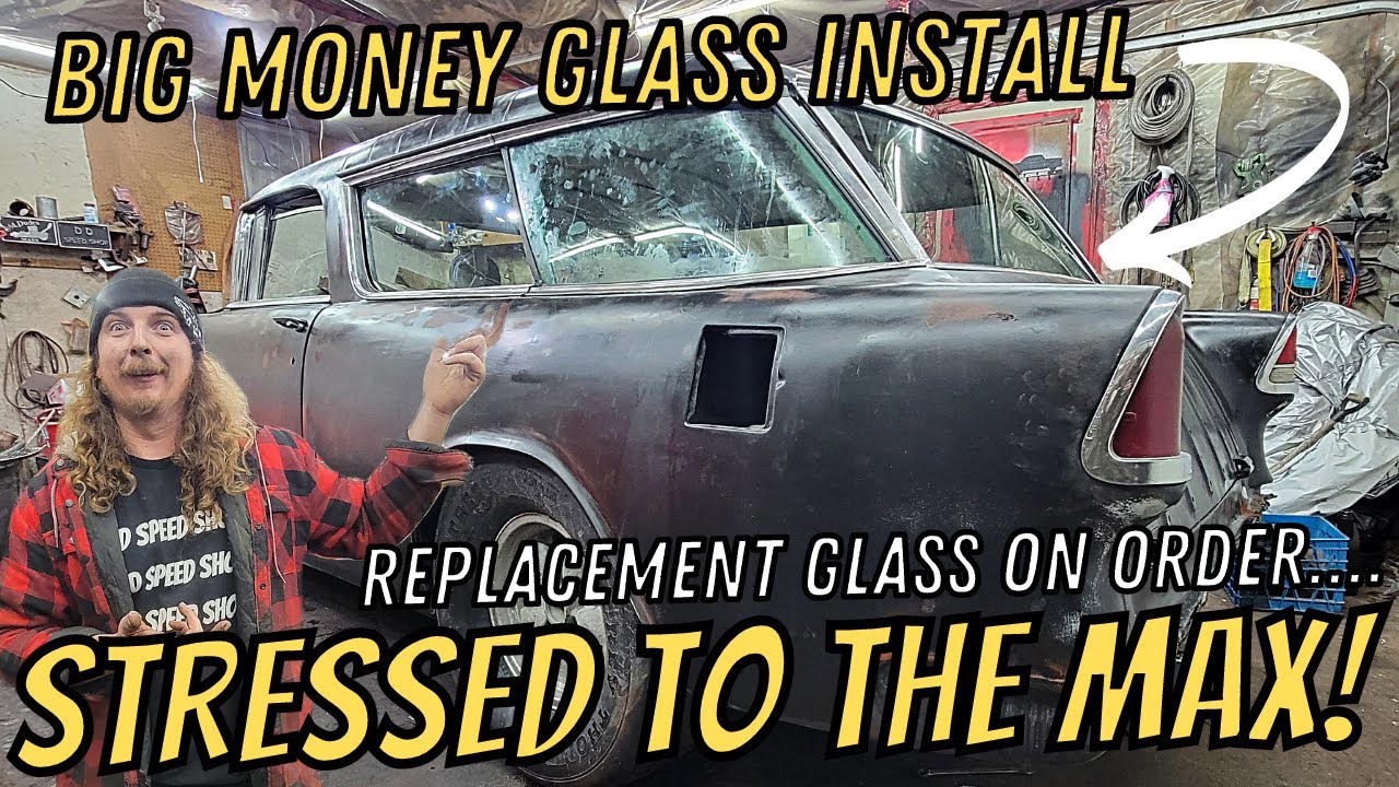 ABANDONED 1955 Chevy Nomad Update – Replacing Super Expensive Nomad Glass! Please Don’t Break!!!