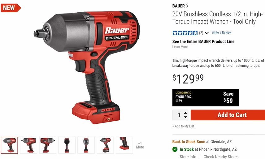 Impact wrench bauer hot sale