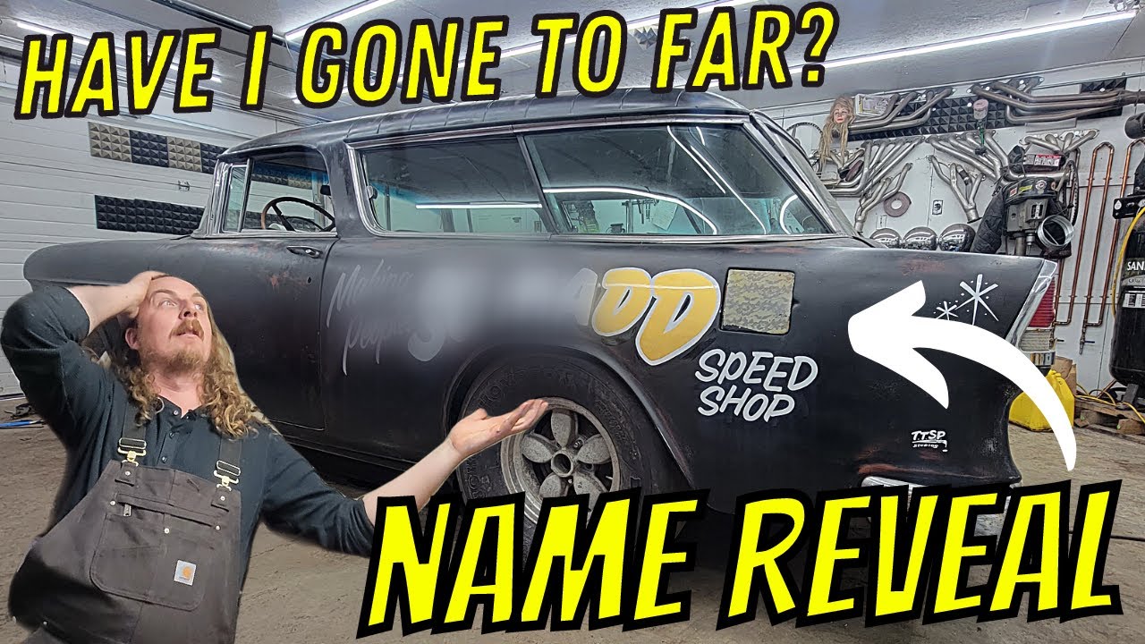 ABANDONED 1955 Chevy Nomad Update: NAME REVEAL And Hand Lettering It On DD Speed Shop’s Ratty 1955 Chevy Nomad