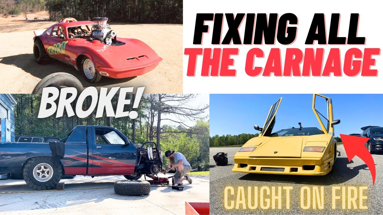 The Lambo Catches Fire, The Opel Becomes A Parts Car, The Drag-Kota Hits A Wall!