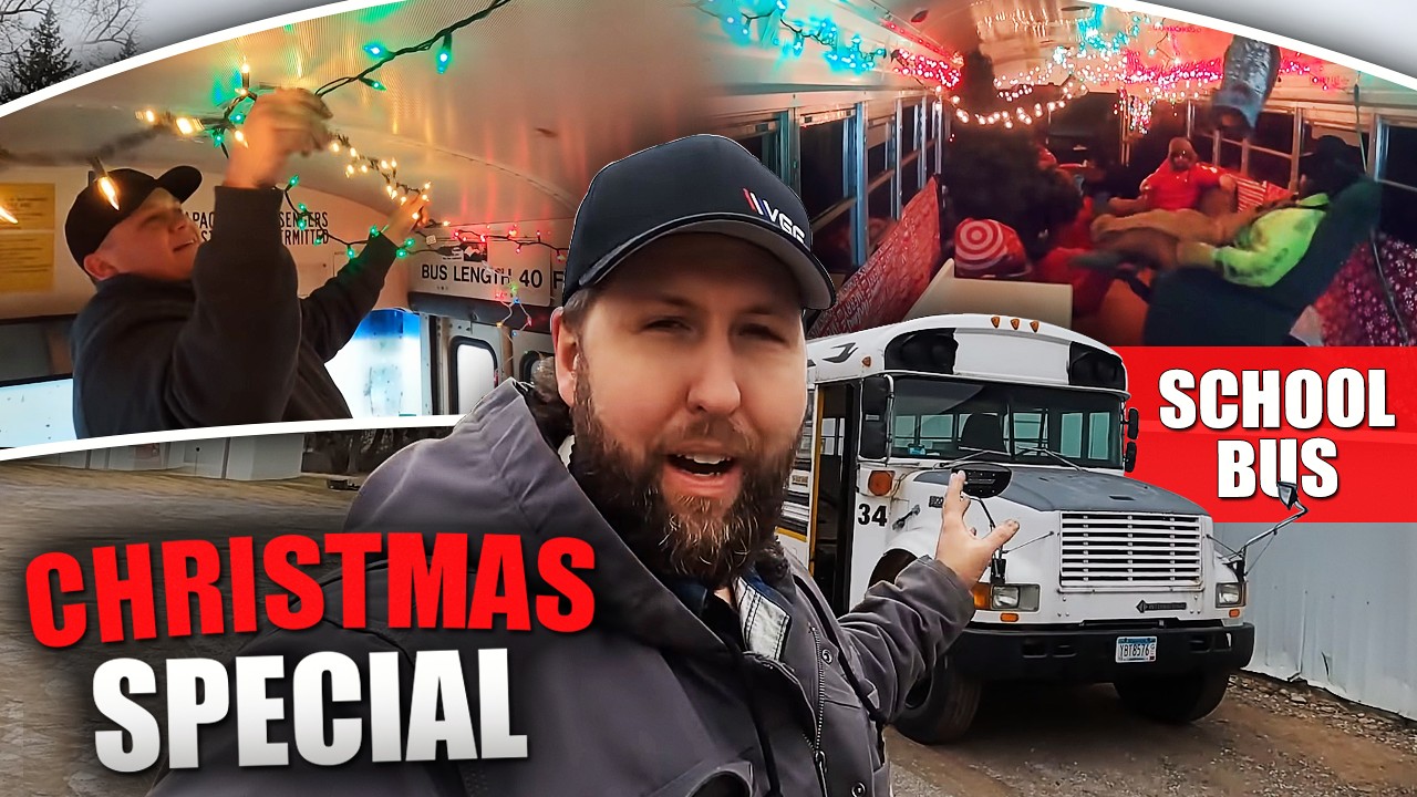 Vice Grip Garage Christmas Special Video: We Almost ROLLED A School Bus While Riding FURNITURE ON WHEELS!