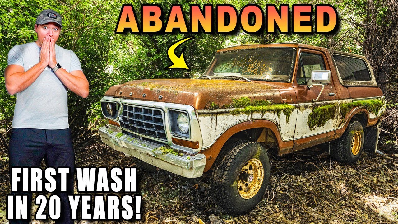 First Wash: Cleaning an ABANDONED Dent Side Ford Bronco With 20 Years Of Moss and Spider Nests Is Amazingly Satisfying