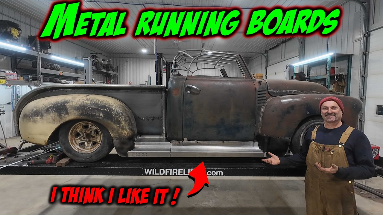 Halfass Kustoms 1949 GMC Roadster Pickup Custom: Bye Bye Custom Rockers, Hello Proper Running Boards For The Roadster Pickup.