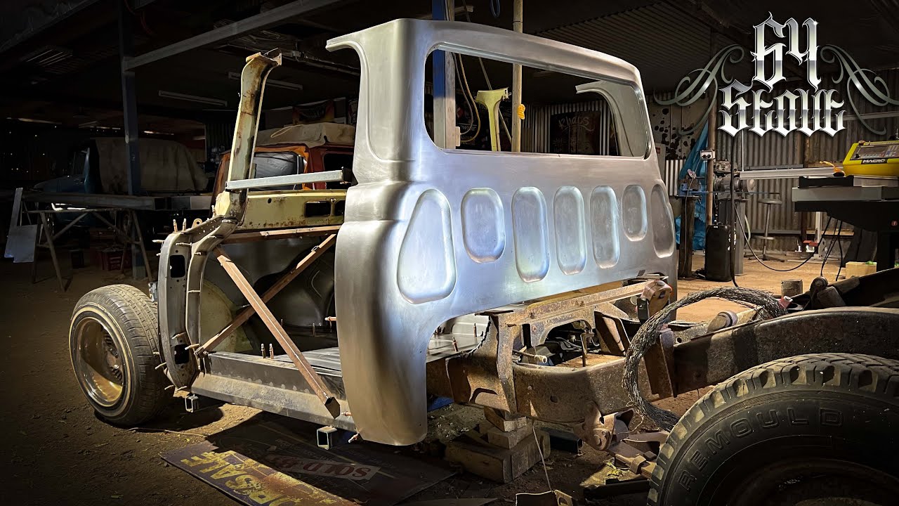 Metal Shaping Video: Khaos Design Is Roof Chopping, Customizing, And Stretching The Back Of The Cab On The 1964 Toyota Stout Build.