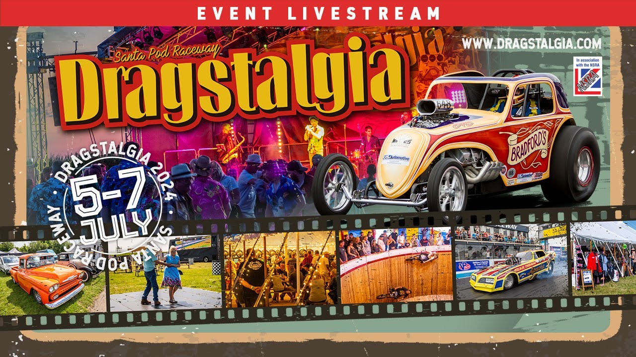 Free Livestream! Dragstalgia LIVE From Santa Pod Raceway In England. Awesome Nostalgia Drag Racing Fun!