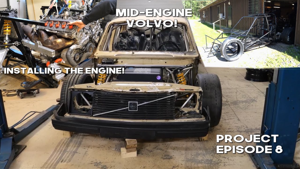 Street Freak – Part 8: This Mid-Engine Drag And Drive Lambo Powered All-Wheel Drive Volvo Is Getting The Engine And Trans Installed!