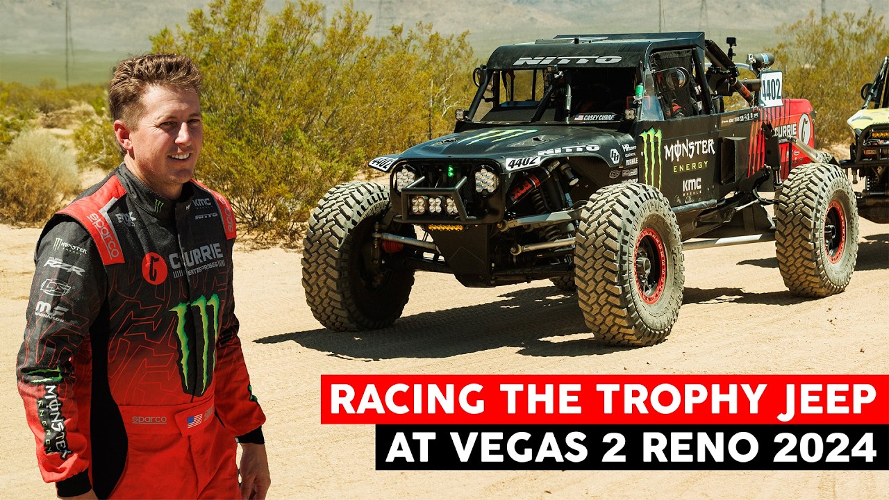 DESERT RACE VIDEO: CASEY CURRIE RACING THE TROPHY JEEP AT THE 2024 VEGAS 2 RENO. High Speed Desert Racing Action.