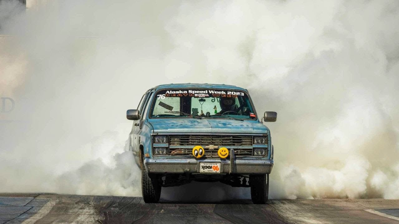 Better Burnouts Through Science! Finnegan Helps A Friend Make Cooler Air, And More Power, In A 10 Second Suburban Burnout Machine