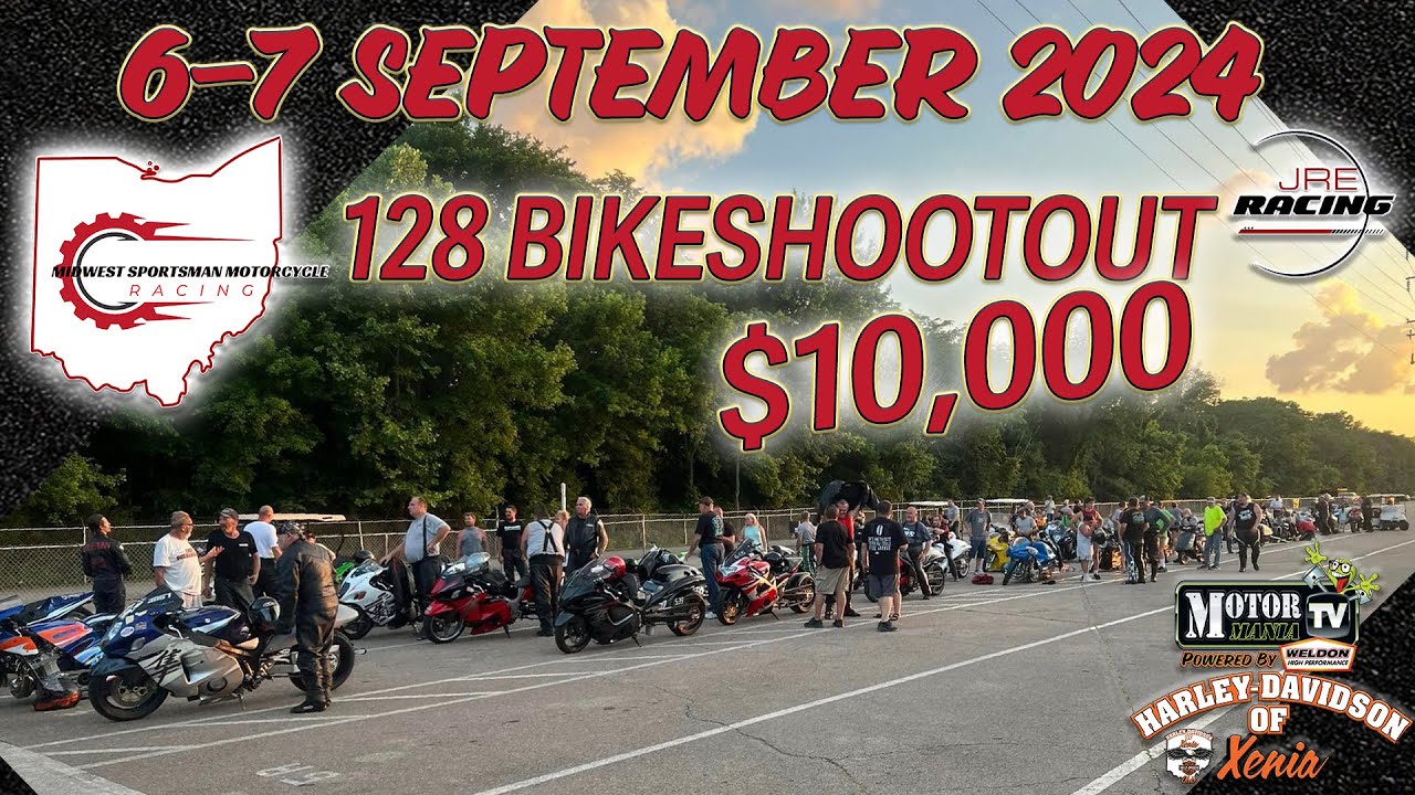 FREE LIVE RACING: Midwest Sportsman Motorcycle Drag Racing 128 Bike $10K Shootout – Saturday