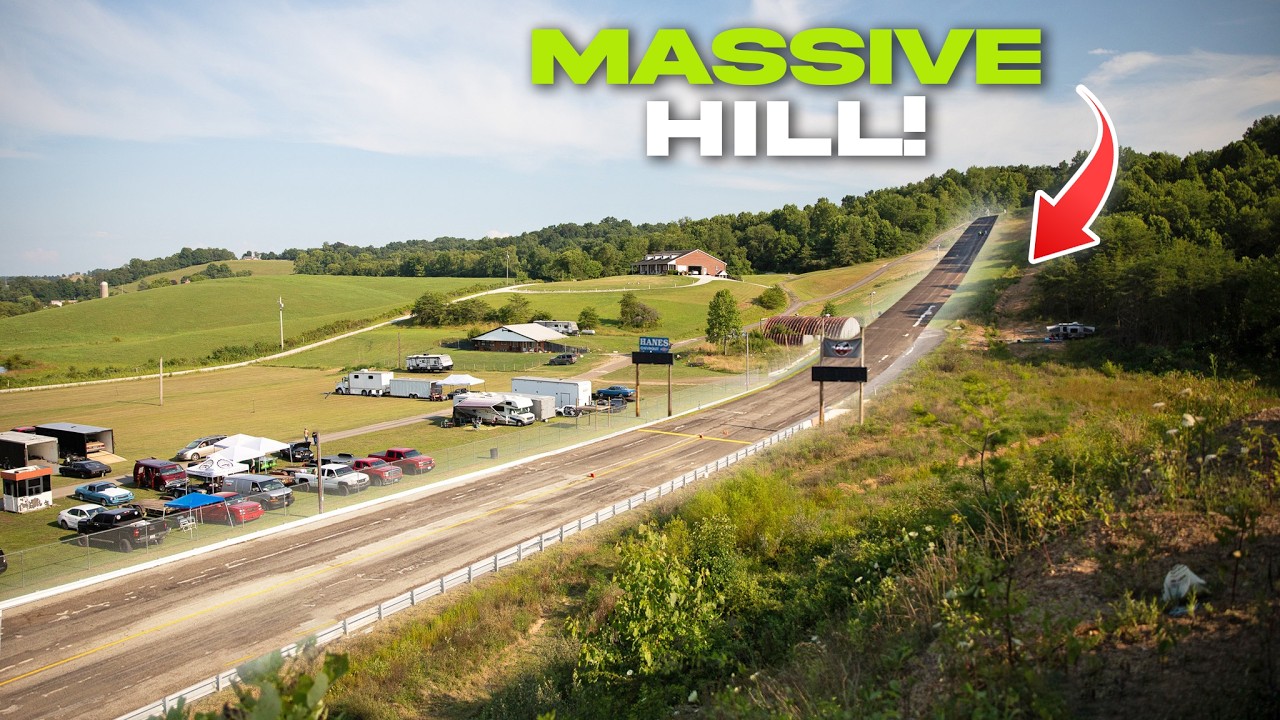 Now This Is An Uphill Shutdown Area! Racing Towards A MASSIVE 150ft Hill in 1000+ Horsepower Cars At KD Dragway!