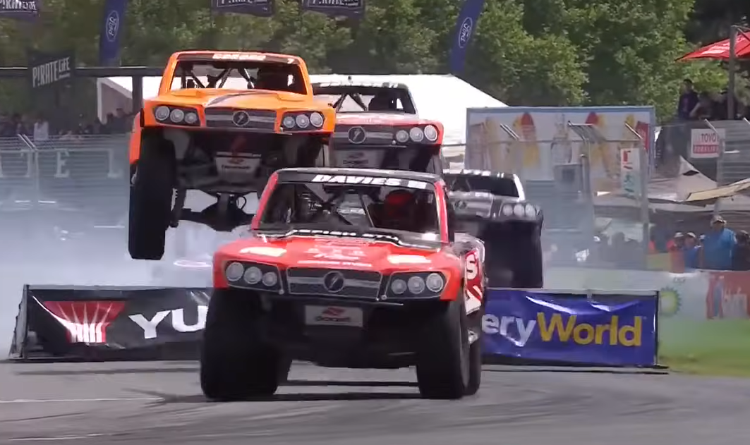 Stadium Super Trucks Invade Adelaide! Sideways, Three Wheels, Two Wheels, And Jumps Galore!