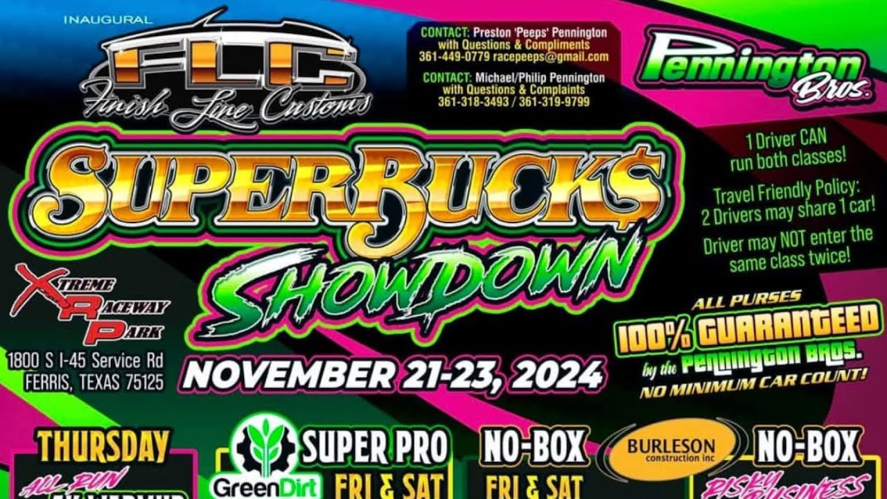 FREE LIVE DRAG RACING: SuperBucks Showdown Presented by: Pennington Productions $5k Thursday