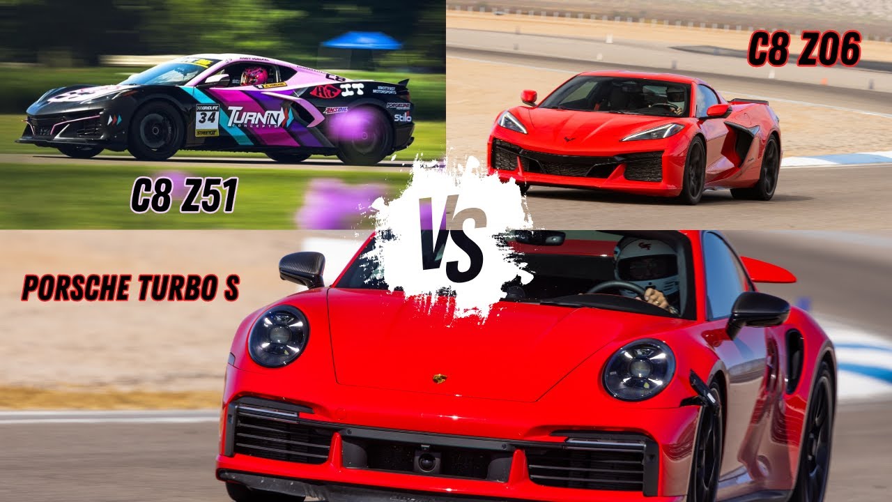 Putting A Race Prepped C8 Corvette vs A Stock C8 Z06 Corvette vs A Stock Porsche Turbo S Through Their Paces At The Track! The Winner Might Surprise You!